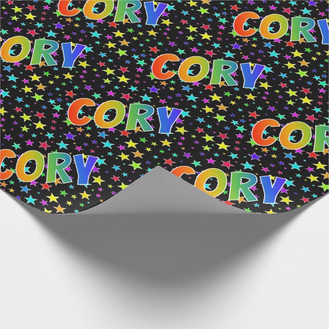 Papel De Regalo Nombre de Cory con Arcoíris "CORY" + Estrellas (Esquina)