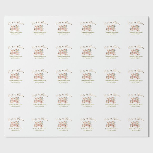 Papel De Regalo nombre de despedida de soltera boho naranja retro (Superficie plana)