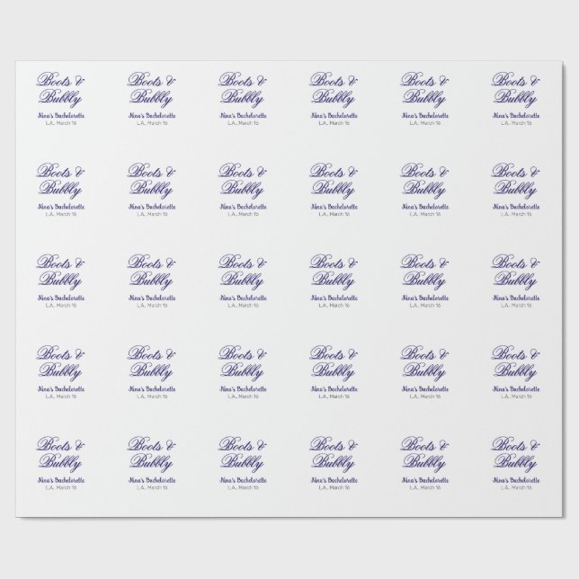 Papel De Regalo nombre de despedida de soltera Boots & Bubble purp (Superficie plana)