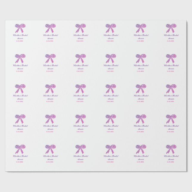 Papel De Regalo Nombre de despedida de soltera purpurá rosa brillo (Superficie plana)