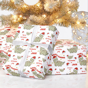 Papel De Regalo Nombre de Dinosaurio Santasauro de los Navidades C