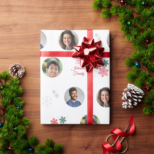 Papel De Regalo Nombre de familia de personalizado y 3 Navidades M (Regalo de vacaciones)