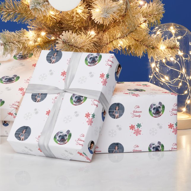 Papel De Regalo Nombre de familia de personalizado y 5 navidades d (Vacaciones)