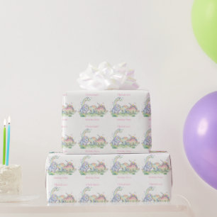 Papel De Regalo Nombre de fiesta de cumpleaños de dinosaurio de ac