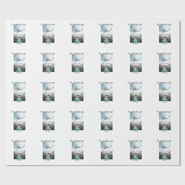 Papel De Regalo nombre de foto de compromiso el preguntó ella dijo (Superficie plana)