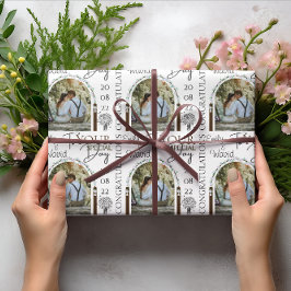 Papel De Regalo Nombre De Foto personalizado Y Boda Floral Con Est