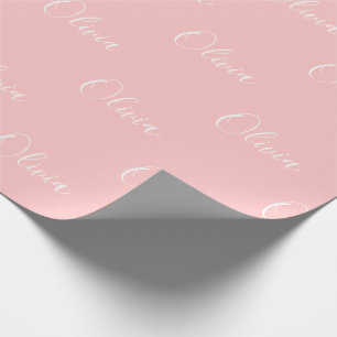Papel De Regalo Nombre de guión rosado moderno personalizado