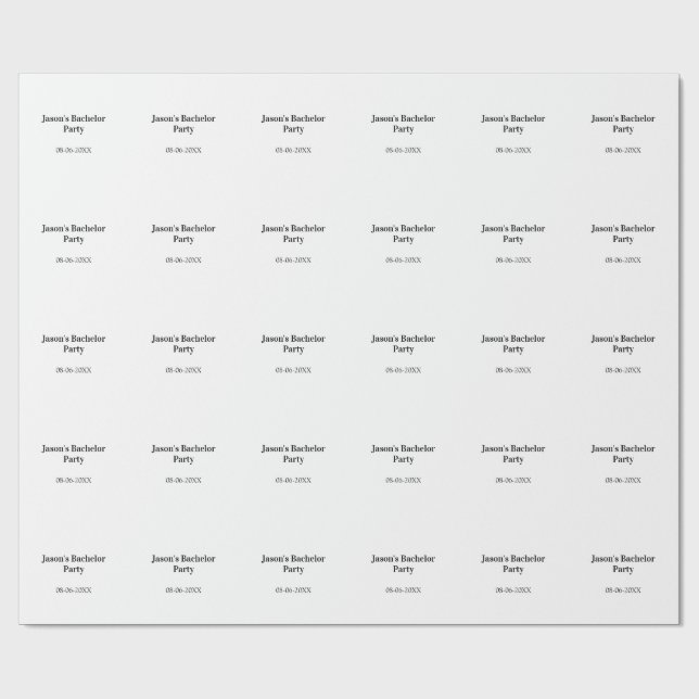Papel De Regalo nombre de la fiesta de soltero fecha simple minima (Superficie plana)
