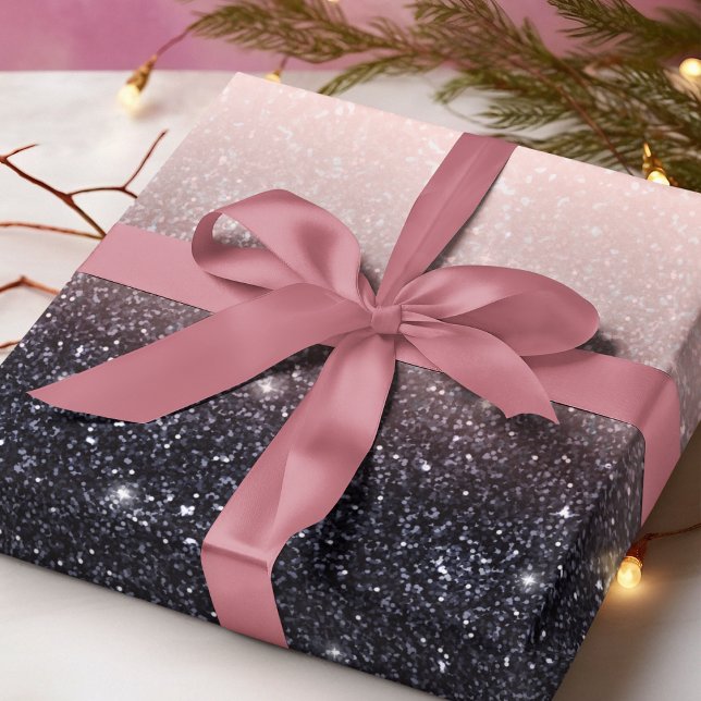 Papel De Regalo Nombre de las parqueas de Purpurina negro y rosa m (Subido por el creador)
