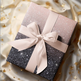 Papel De Regalo Nombre de las parqueas de Purpurina negro y rosa m