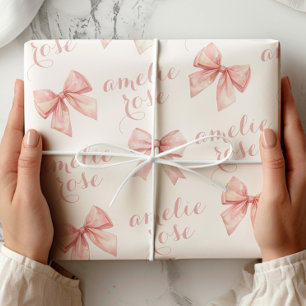 Papel De Regalo Nombre de lazo rosa