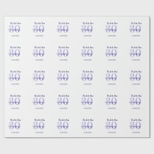 Papel De Regalo nombre de letra negrita púrpura 30 aniversario sim