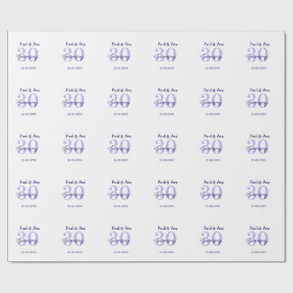Papel De Regalo nombre de letra negrita púrpura 30 aniversario sim