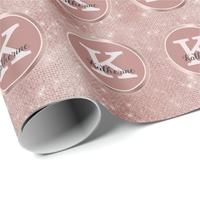 Papel De Regalo Nombre de monograma de brillantez de diamante con  (Esquina del rollo)