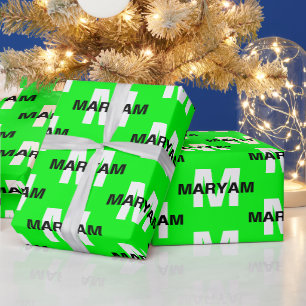 Papel De Regalo Nombre de monograma personalizado moderno regalo v