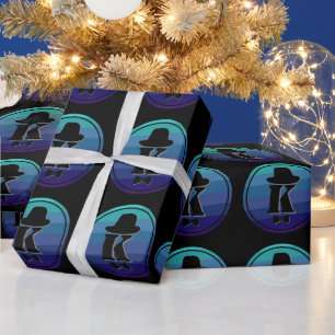 Papel De Regalo Nombre De Ombre Azul Monograma Inicial Para Hombre