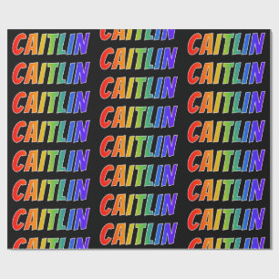 Papel De Regalo Nombre de pila Arcoíris "CAITLIN"; Divertido y Col