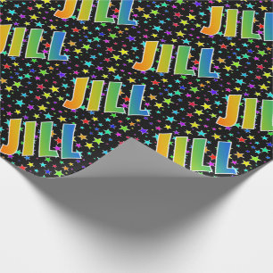 Papel De Regalo Nombre de pila "JILL" + Estrellas Arcoíris