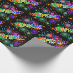Papel De Regalo Nombre de pila "STEPHANIE" + Fuegos artificiales d