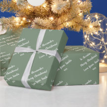 Nombre | De Santa | Sage Green Merry Christmas