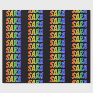 Papel De Regalo Nombre de Sara "SARA"; Divertido y Colorido