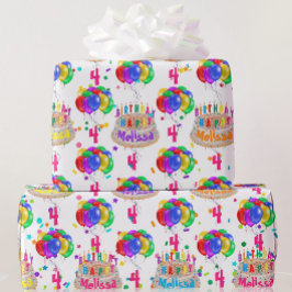 Papel De Regalo NOMBRE DE Tartas de Cumpleaños Globos Personaliza 