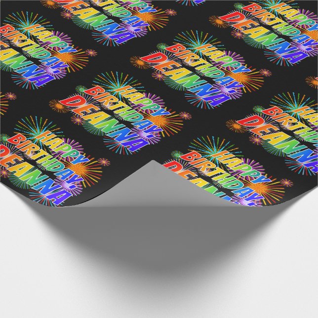 Papel De Regalo Nombre "DEANNA", diversión "FELIZ CUMPLEAÑOS" (Esquina)