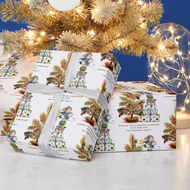 Papel De Regalo Nombre del árbol de navidad de ratones divertidos (Vacaciones)