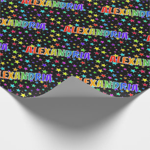 Papel De Regalo Nombre del arcoiris "ALEXANDRIA" + Estrellas
