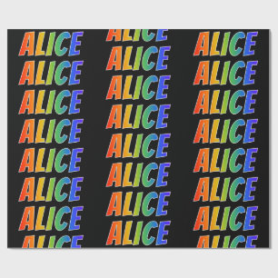 Papel De Regalo Nombre del arcoiris "ALICE"; Divertido y colorido