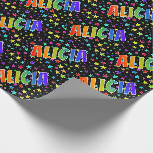 Papel De Regalo Nombre del arcoiris "ALICIA" + estrellas