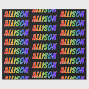 Papel De Regalo Nombre del arcoiris "ALLISON"; Divertido y colorid