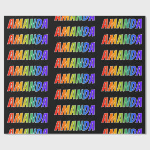 Papel De Regalo Nombre del arcoiris "AMANDA"; Divertido y colorido