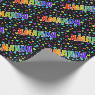 Papel De Regalo Nombre del arcoiris "AMANDA" + estrellas