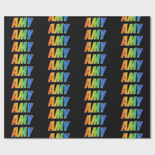 Papel De Regalo Nombre del arcoiris "AMY"; Divertido y colorido