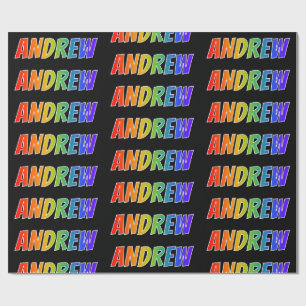 Papel De Regalo Nombre del arcoiris "ANDREW"; Divertido y colorido