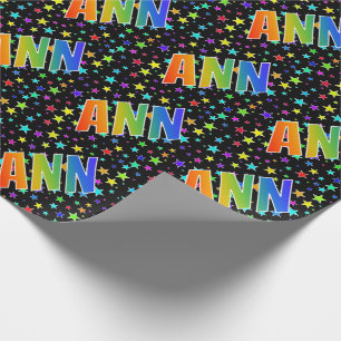 Papel De Regalo Nombre del arcoiris "ANN" + estrellas