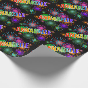 Papel De Regalo Nombre del arcoiris "ANNABELLE" + Fuegos artificia