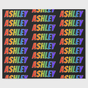 Papel De Regalo Nombre del arcoiris "ASHLEY"; Divertido y colorido