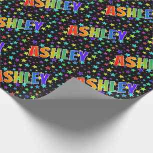 Papel De Regalo Nombre del arcoiris "ASHLEY" + estrellas