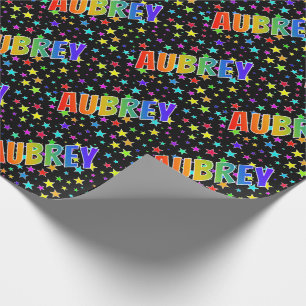 Papel De Regalo Nombre del arcoiris "AUBREY" + estrellas