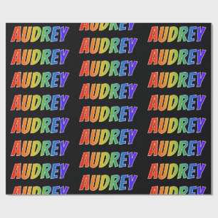 Papel De Regalo Nombre del arcoiris "AUDREY"; Divertido y colorido