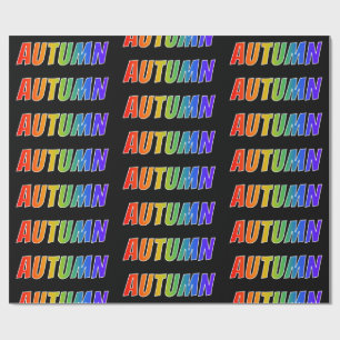 Papel De Regalo Nombre del arcoiris "AUTUMN"; Divertido y colorido