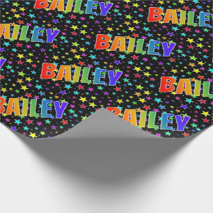 Papel De Regalo Nombre del arcoiris "BAILEY" + estrellas