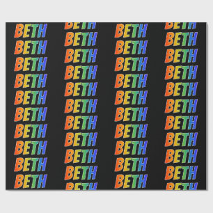 Papel De Regalo Nombre del arcoiris "BETH"; Divertido y colorido
