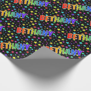 Papel De Regalo Nombre del arcoiris "BETHANY" + estrellas