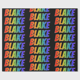 Papel De Regalo Nombre del arcoiris "BLAKE"; divertido y colorido