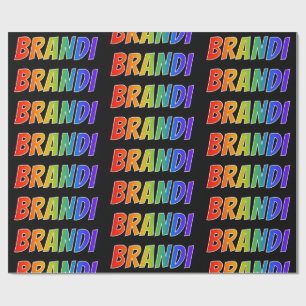 Papel De Regalo Nombre del arcoiris "BRANDI"; Divertido y colorido