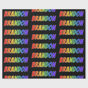 Papel De Regalo Nombre del arcoiris "BRANDON"; Divertido y colorid