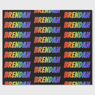 Papel De Regalo Nombre del Arcoiris "BRENDAN"; Divertido y colorid